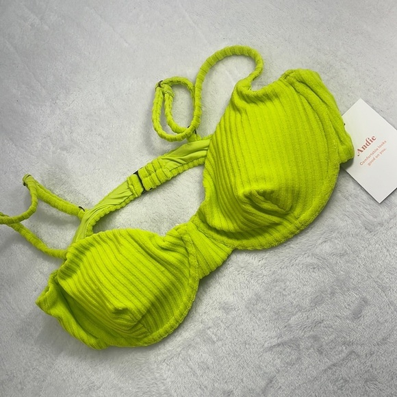 NWT Andie M, XXXL Lime Green The Bermuda Top Terry‎ Cloth Bikini Top NELM - Picture 1 of 16